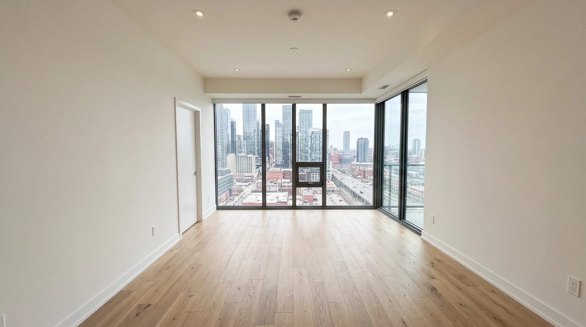 Same living room emptied to a clean vacant listing photo by the AI furniture eraser